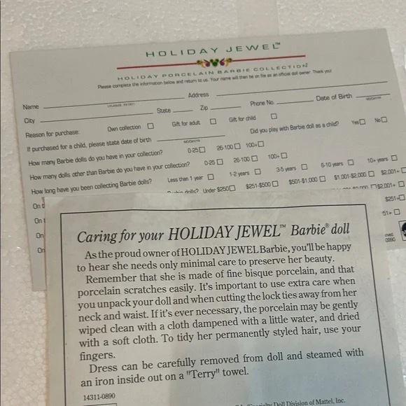 Barbie Doll in Red and Green Gown - Picture 6 of 9